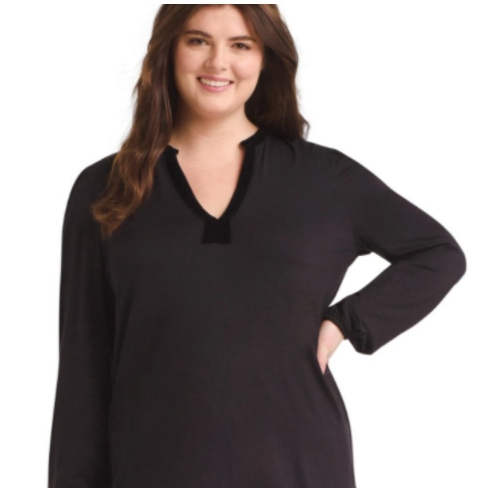 Lauren Ralph Lauren Velvet Trim Knit Long sleeve Top, Size 3X